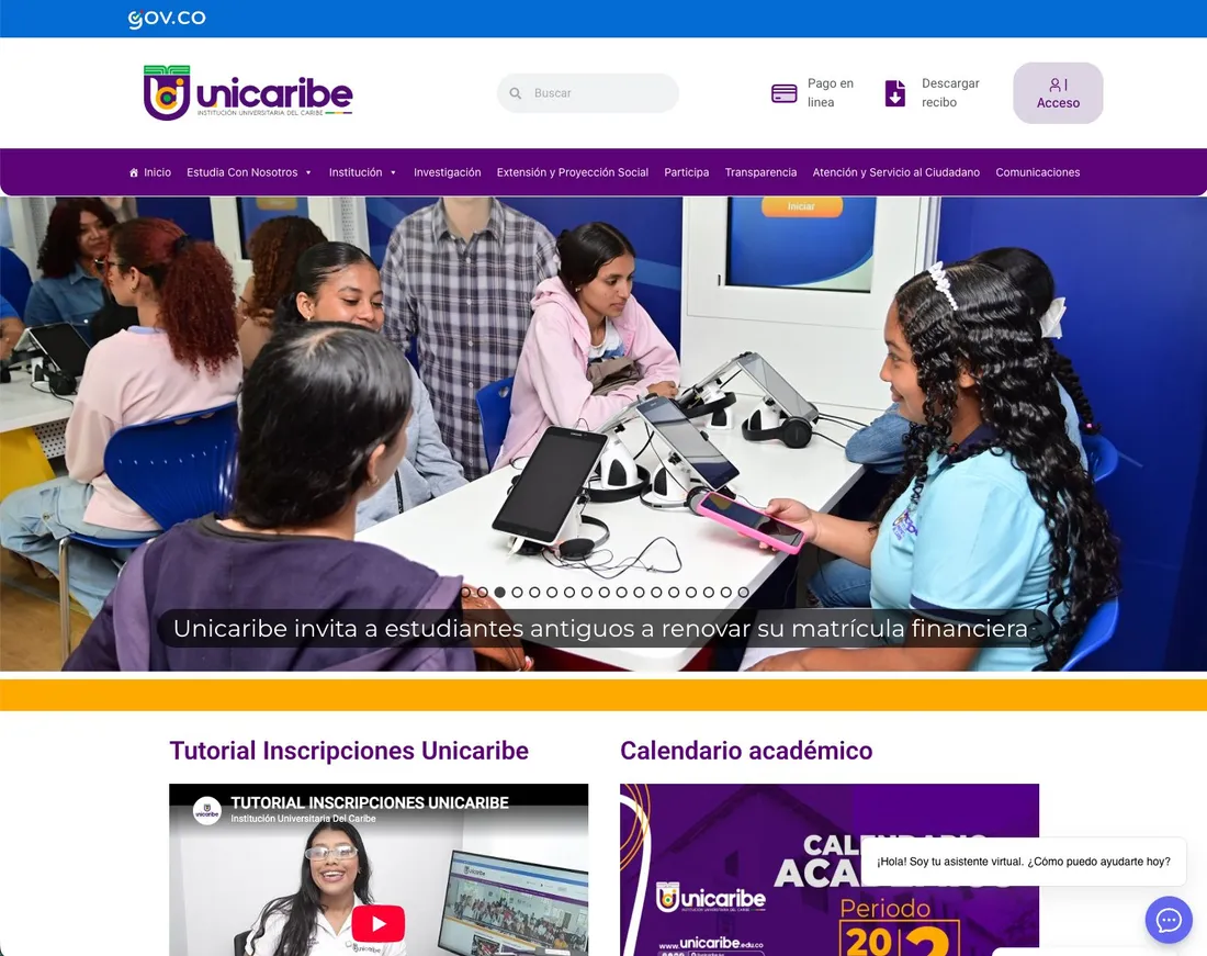 Página de Unicaribe